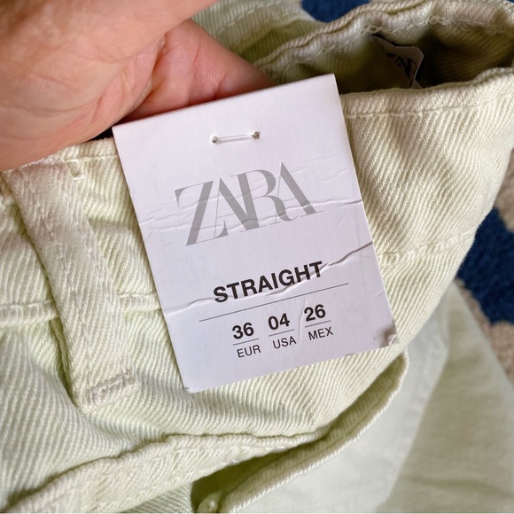 🍈 ZARA CITRON HIGH WAIST STRAIGHG LEG ANKLE LENGTH DENIM JEANS! - Picture 9 of 16
